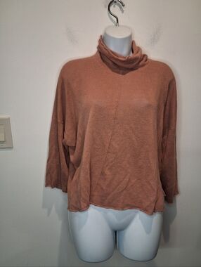 Eskandar One Size Linen Cowl Neck Batwing Sweater Small Flaw